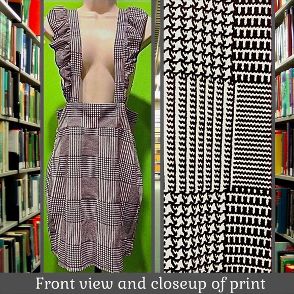 NWT JRS XL PREPPY DARK ACADEMIA PLAID MINI SKIRT W RUFFLE DETAIL STRAPS STRETCHY - Picture 2 of 14